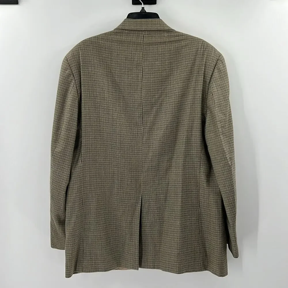 Lauren Ralph Lauren Men's Houndstooth Silk/Wool Blazer - Tan/Green - 42R